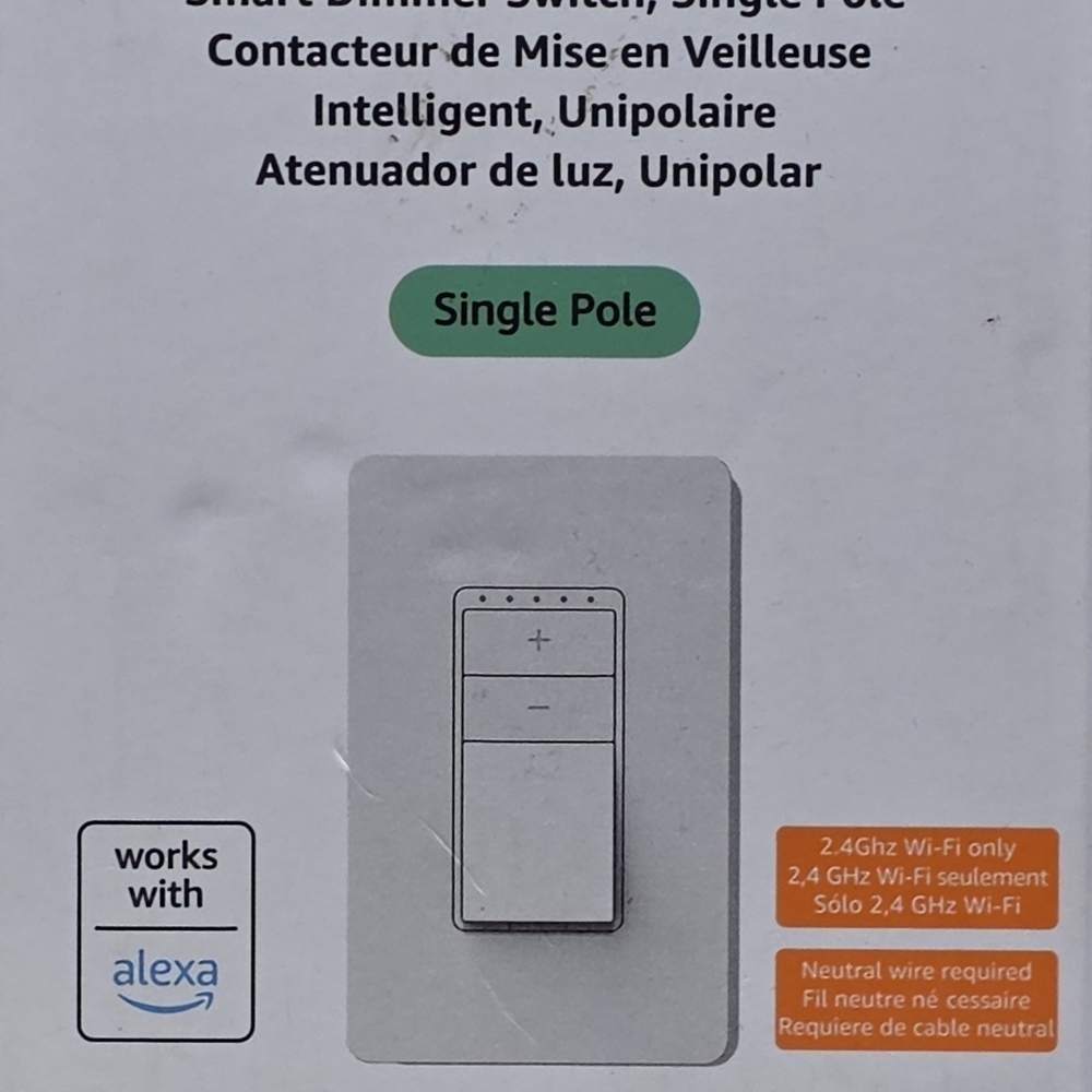New Amazon Basics Smart Dimmer Switch Single Pole Alexa 450W Incandescent Wi-Fi - Picture 8 of 8
